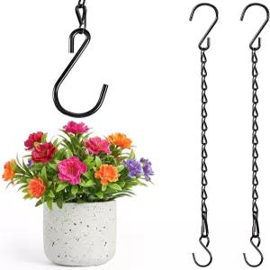 새 모이통 화분 등불 및 장식용 EBOOT 2개 걸이 체인(블랙 9.5인치)