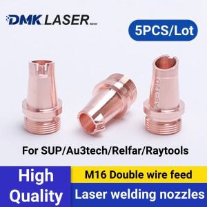 DMK 5 개/몫 Gefasst 레이저 용접 이중 와이어 공급 노즐 CQWY SUP Relfar Au3tech Raytools AS-12D/AS-16D
