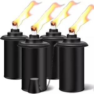 ZSPENG 4팩 토치 교체용 캐니스터 16온스 대나무 랜턴 리필 가능한 마당용 장식 시트로넬라 파티오 데크