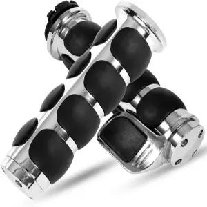 이노글로우 모터사이클 핸드 그립 1인치 범용 논슬립 핸들바 그립과 스로틀 어시스트 크롬 블랙 알루미늄