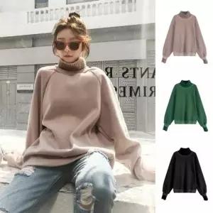 (옵션 터틀넥 맨투맨-블랙(FREE))여성 목폴라 폴라티 목티 티셔츠 니트 터틀넥 겨울 의류 여성 니트 폴라