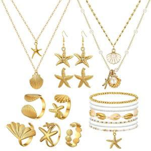 톤디아모 주얼리 세트 귀걸이 반지 보호 레이어 참 목걸이 여름 팔찌 휴가 발렌타인 데이 웨딩 여성 선물