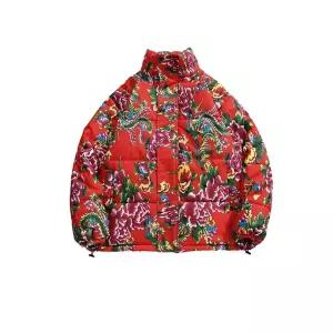 장미 자켓 장미무늬 할머니 꽃무늬 롱패딩 코트 레트로