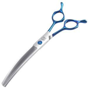 페니체 피크 커브드 시닝 가위 개 그루밍, 코팅 440C 스테인리스 스틸, 반려견용 7인치 전문가용 25도 블레이드 내구성 부드러운 모션 및 반려견 고양이용 절단