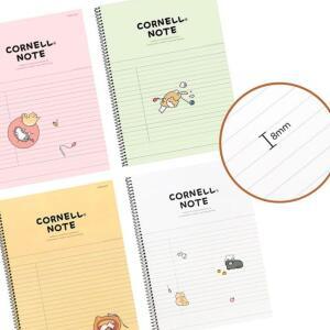 [2개구성] 냥냥 코넬 원링노트 4종X2개 8mm 학용품 캐릭터 과목별 AEWA1057D