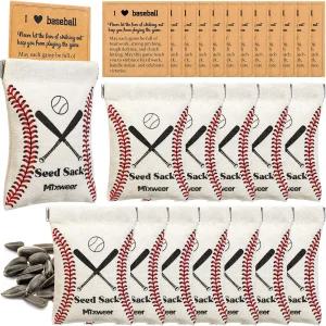 믹스위어 12 세트 메시지 기프트 카드 야구 스낵 백 소프트볼 시드 필드 팀 파티 선물용 선물 베이지 및