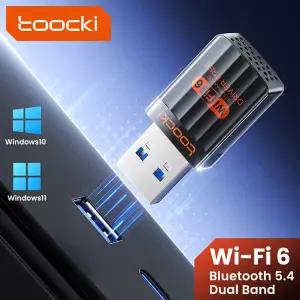 투키 USB 블루투스 와이파이 어댑터 2 in 1 송신기 듀얼 밴드 2.4G/5G AX900 와이파이 6 900Mbps 무선 어댑