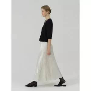[하프클럽/코인코즈]실키 플리츠 맥시 스커트_CD5WS905