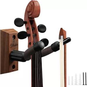 오후 바이올린 벽걸이 활 홀더가 있는 하드우드 비올라 걸이 홈 스튜디오 장식용 소프트 패딩