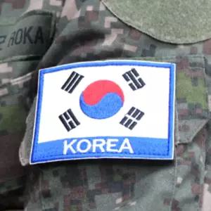 탈부착 태극기와펜 파랑 군복 모자 자수