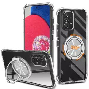 삼성 갤럭시 A52 5G 폰 케이스, 360° 회전 가능한 링 홀더 킥스탠드 [황변 없음] 투명 에어백 모서리 4개