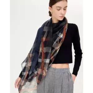 닥스 DAKS [선물포장/쇼핑백동봉] 블랙 체크 플리츠 숄 스카프 DCSC6E776 908855