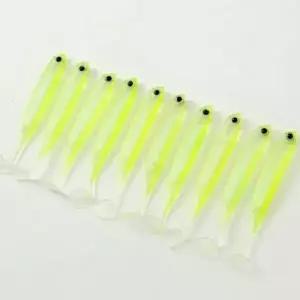 낚시 은빛비늘 쉐드웜 소프트 루어 10p세트 (형광옐로우) DP72585