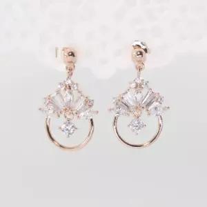인디언풍 원형 큐빅 귀걸이(92.5실버침 로즈골드)