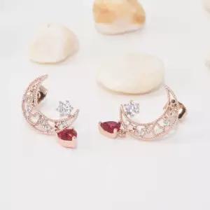 레드포인트 초승달 큐빅귀걸이(92.5실버침 로즈골드)