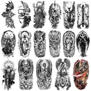 성인과 를 위한 77장의 임시 문신 천사와 악마 방수 가짜 반팔과 작은 검은색 스티커 날개 큐피드 여신