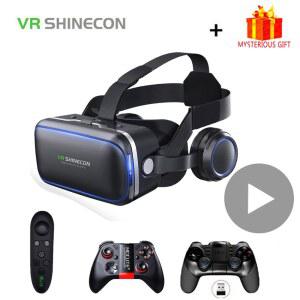 VR 헤드셋 고글 안경 기기 Shinecon 6.0 카스크 가상 현실 3D 스마트폰 바이어 쌍안경 비디오 게임용 헬멧
