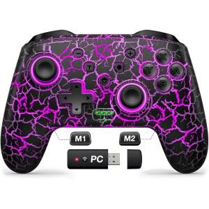 Gammeefy 스위치 2 컨트롤러, 닌텐도 스위치용 무선 프로 컨트롤러 /Lite /OLED, 9가지 색상 조절 가능한 LED 리모컨, Windows PC / Android /IOS 및 Blue/ooth 수신기 지원