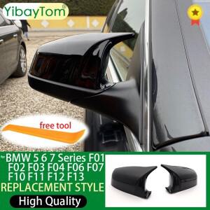 탄소 섬유 룩 자동차 스타일링 M 교체 미러 커버 BMW 호환 5 6 7 시리즈 F01 F02 F03 F04 F06 F07 F10 F11