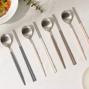 국산 스텐 예쁜 숟가락 젓가락 신혼부부 가족수저세트