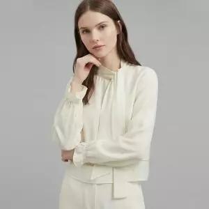 [샵앤] 국산 여성 레이어드 랩 리본 크롭 블라우스 SIU-WBL-21020