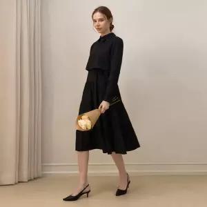 마일리로우 아노락 카라 슬림 캉캉 원피스 (2color)