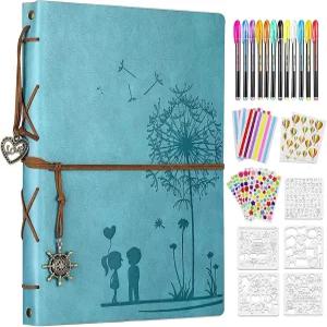 SEEHAN 가죽 스크랩북 사진 앨범 8.5x11인치 여행 저널 커플용 러브 메모리 포토북 DIY 빈티지 기념