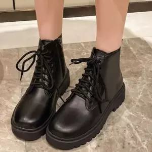 여성 빅사이즈 플랫 워커 부츠 블랙 1P 레이스업 패션 여자워커