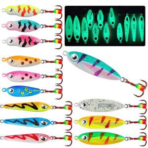 도브선 얼음 낚시 래틀 스푼 글로우 미끼 지그 액세서리 선물 월리 베이스 메기 송어 3PCS / 12PCS