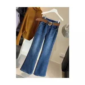 여성 데님바지 와이드 핏 가을 겨울 기모 도톰 스판 청바지 하이웨스트 슬림 부츠컷 MF4