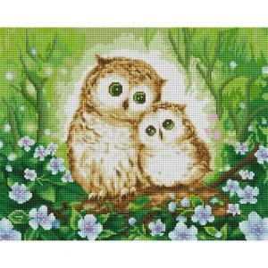 [모두쇼핑]엄마와 아기 부엉이 (캔버스) 보석십자수 40x50 캔버스형보석십자수 캔버스액자보석십자수 동물