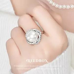 [리드박스][선물포장] 혼주 한복반지 줄리엣 로즈 고급 12mm 핵진주 진주 반지