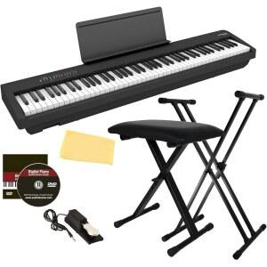 롤랜드 FP-30X 88키 디지털 피아노 - 조절 가능한 스탠드, 벤치, 서스테인 페달, 온라인 레슨, 교육용 DVD, 오스틴 바자 연마 천이 포함된 블랙 번들
