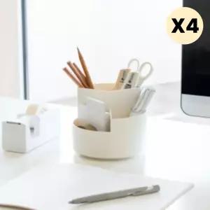 창신리빙 회전 연필꽂이 필기구 정리함 화이트 4P