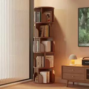 원형 회전 책장 코너 4단 흰색 원목 틈새책장 책꽂이 따뜻한