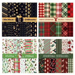 24pcs 30x30cm 크리스마스 스크랩북 종이 크리스마스 파티 공예 예술 배경 종이 카드 만들기 사진 앨범 장