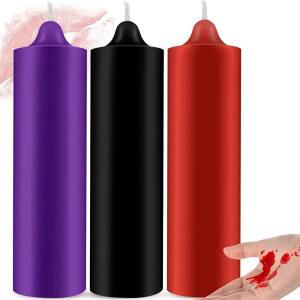 티산시 3개 대형 홈 웨딩 물방울 양초, 저온 데코, 장식 왁스 - 센터피스용 양초 안전 디너 & 로맨틱 저온