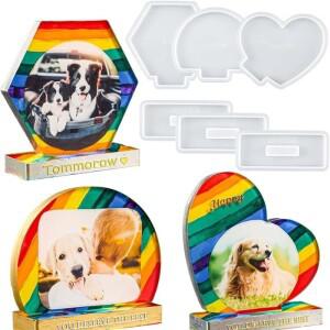 반려동물 추모 사진 액자 실리콘 몰드 레진 사진 액자 몰드 에폭시 주조 DIY 기념품 장식품 반려동물 부모