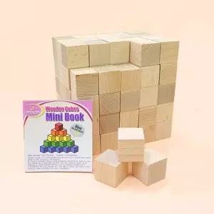 [러닝스텝] 러닝스텝 2.5cm 원목 쌓기나무 100pcs(미니북포함)+쌓기나무주머니 학교