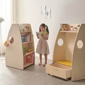 [비앙스] 하이드웰 유아 자작원목 독서 의자 책장형(서랍)