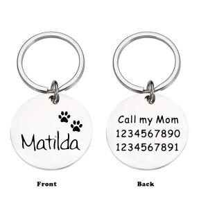 1개 로맨틱 강아지 발자국 맞춤 이름 및 텍스트 고양이 강아지 인식표 귀여운 기호 포함 개인 맞춤형 애완