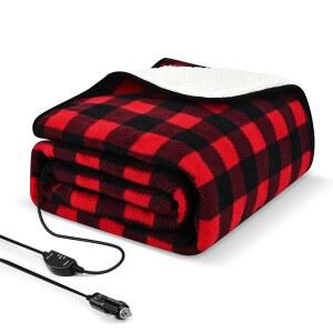Sino Salected 온열 자동차 담요 - 자동차용 12볼트 전기 담요, 자동차, 트럭, SUV, RV 및 캠핑용 휴대용 업그레이드된 온도 컨트롤러 포함, 149.9 x 109