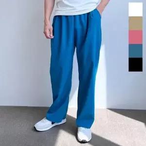 여름용 린넨 허리밴딩 와이드 남성 팬츠 바지