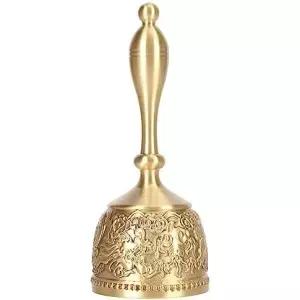 HEPDD 황동 핸드벨 4.10인치 솔리드 앤티크 서비스 벨 결혼식 피로연 호텔 레스토랑 명상 기도 만찬 사무실