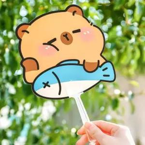 GF 귀요미 캐릭터 햄찌 휴대용 손잡이 부채 4종