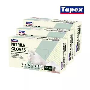 [테이팩스]무분말 니트릴장갑 100매(화이트) X 3개 택1