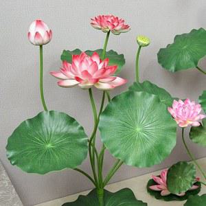 연꽃 조화 연잎 인테리어 6개 파우더 꾸미기 글리터 장식 작은 아트