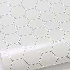 육각형 타일 시트지 50cm 헤링본 접착 발포 타일 시트지 주방 화이트 인테리어 점착식 데코 셀프 매트