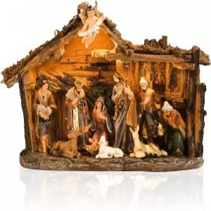 매니저 엔젤 홀리 패밀리 스테이블 배터리로 작동하는 실내 테이블 디스플레이 피규어 장식이 있는 첫 번째