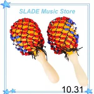 오르프 비드 네트 샌드 해머 탬버린 우드 컬러 마라카스 라틀 1쌍 쉐이커 장난감 선물 타악기